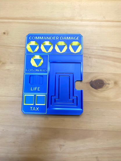 Metallic Blue MTG Commander Tray with Card Stand | 3D Printed EDH Damage Tracker