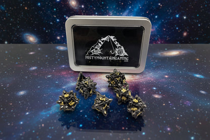 Asteroid Fields Solid Zinc Alloy Metal Dice 7-Piece RPG Set