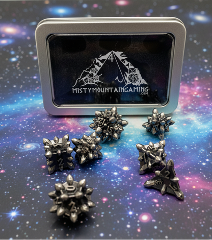 Asteroid Fields Solid Zinc Alloy Metal Dice 7-Piece RPG Set