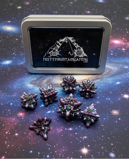 Asteroid Fields Solid Zinc Alloy Metal Dice 7-Piece RPG Set