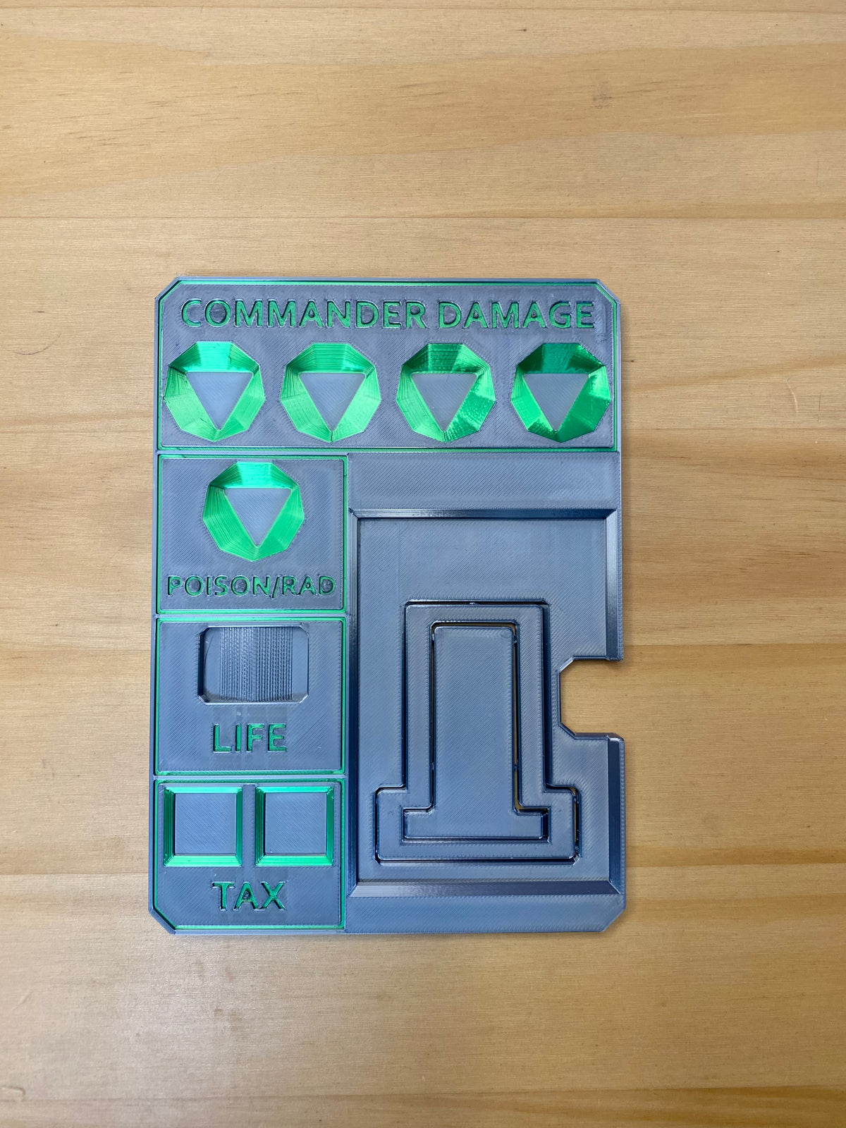 Metallic Gray MTG Commander Tray with Card Stand | 3D Printed EDH Damage Tracker