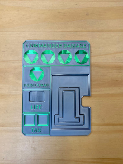 Metallic Gray MTG Commander Tray with Card Stand | 3D Printed EDH Damage Tracker