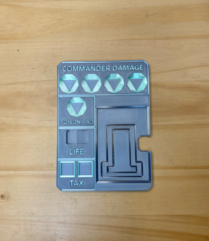 Metallic Gray MTG Commander Tray with Card Stand | 3D Printed EDH Damage Tracker