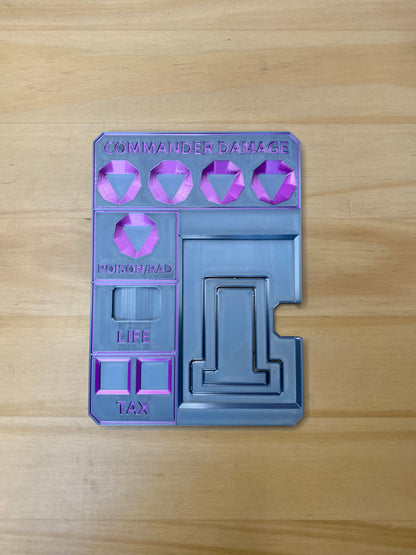 Metallic Gray MTG Commander Tray with Card Stand | 3D Printed EDH Damage Tracker