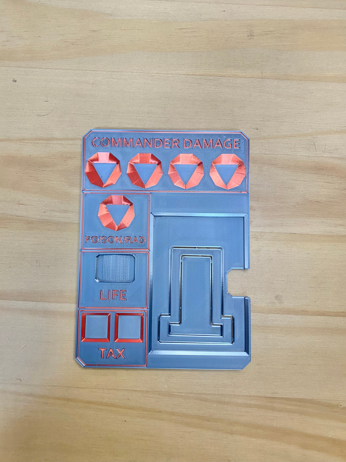 Metallic Gray MTG Commander Tray with Card Stand | 3D Printed EDH Damage Tracker