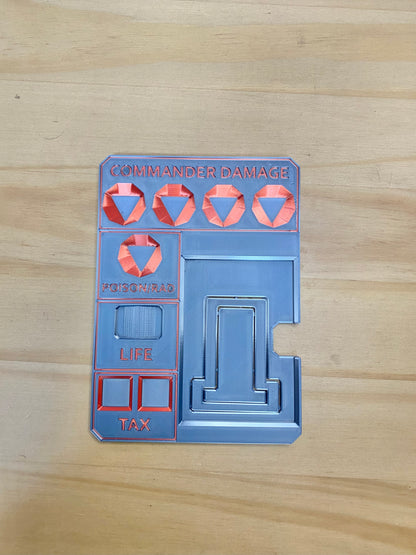Metallic Gray MTG Commander Tray with Card Stand | 3D Printed EDH Damage Tracker