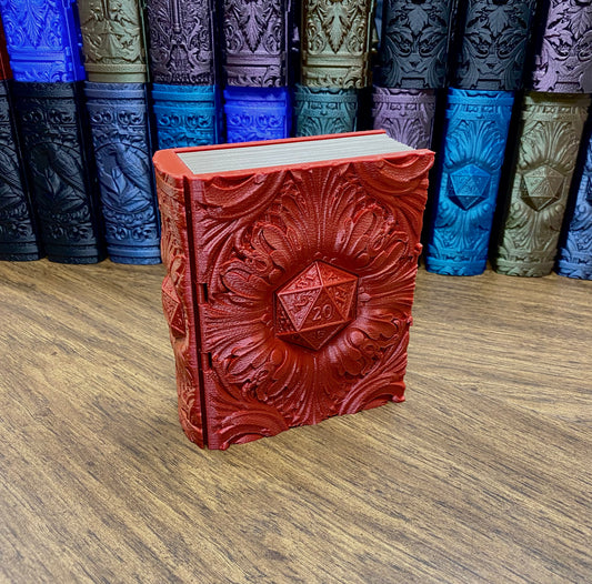 D20 Critical Success Reforged Tome DnD Dice Storage Tray | 3D Printed Book Box