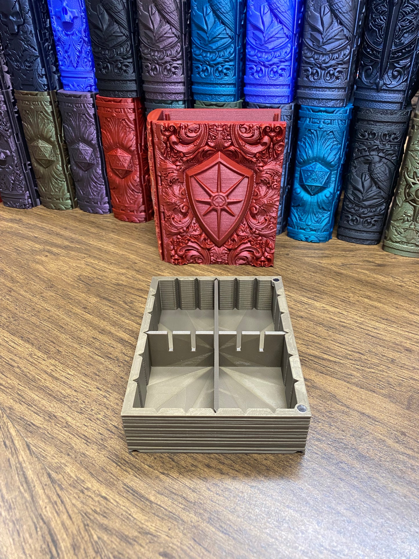 Paladin Reforged Tome DnD Dice Storage Tray | 3D Printed Book Box