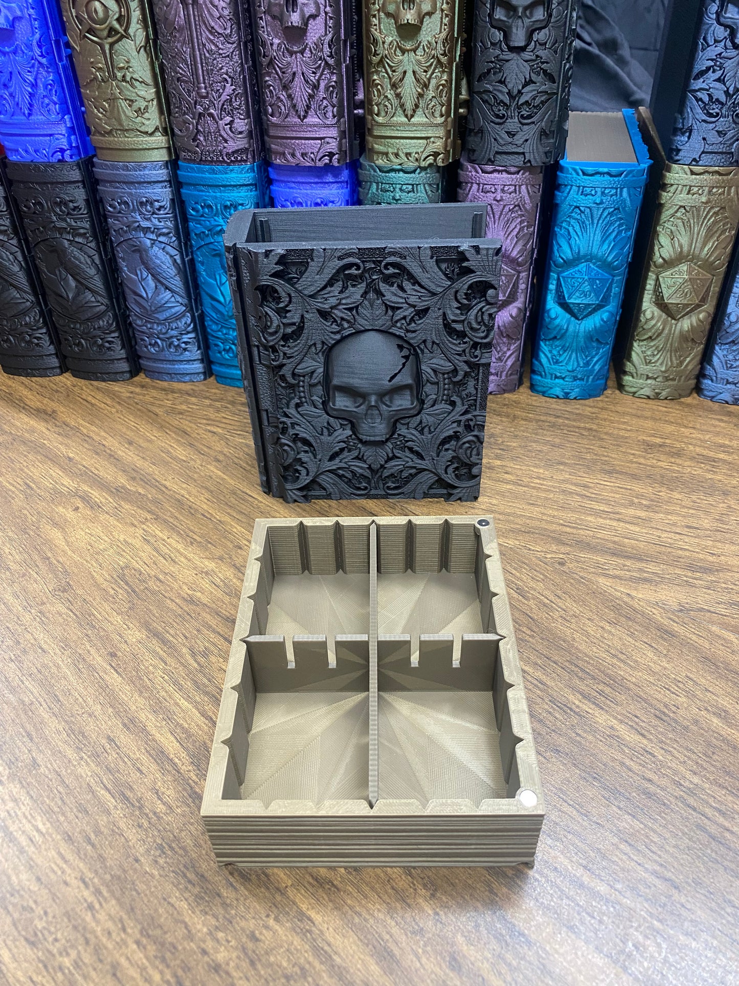 Death Magic Reforged Tome DnD Dice Storage Tray | 3D Printed Book Box