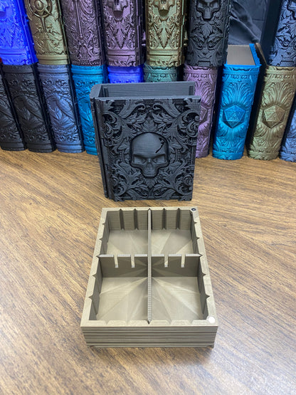 Death Magic Reforged Tome DnD Dice Storage Tray | 3D Printed Book Box