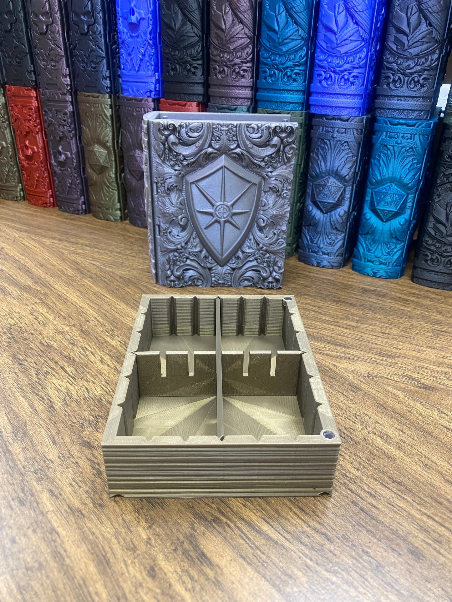 Paladin Reforged Tome DnD Dice Storage Tray | 3D Printed Book Box