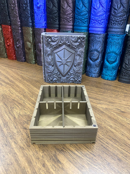Paladin Reforged Tome DnD Dice Storage Tray | 3D Printed Book Box