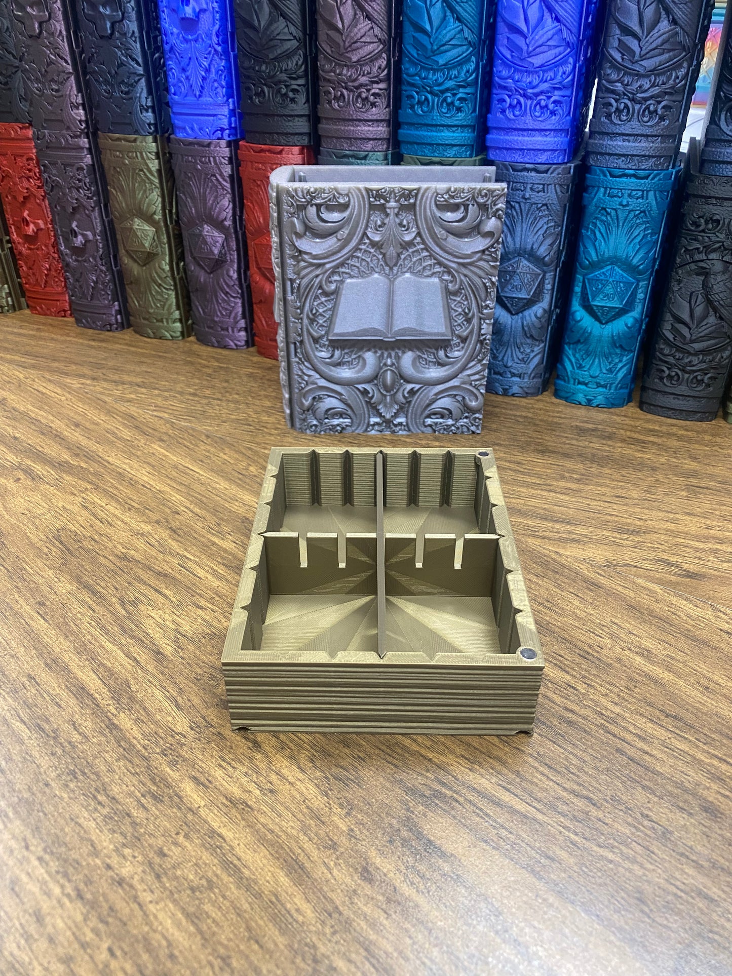 Wizard Reforged Tome DnD Dice Storage Tray | 3D Printed Book Box