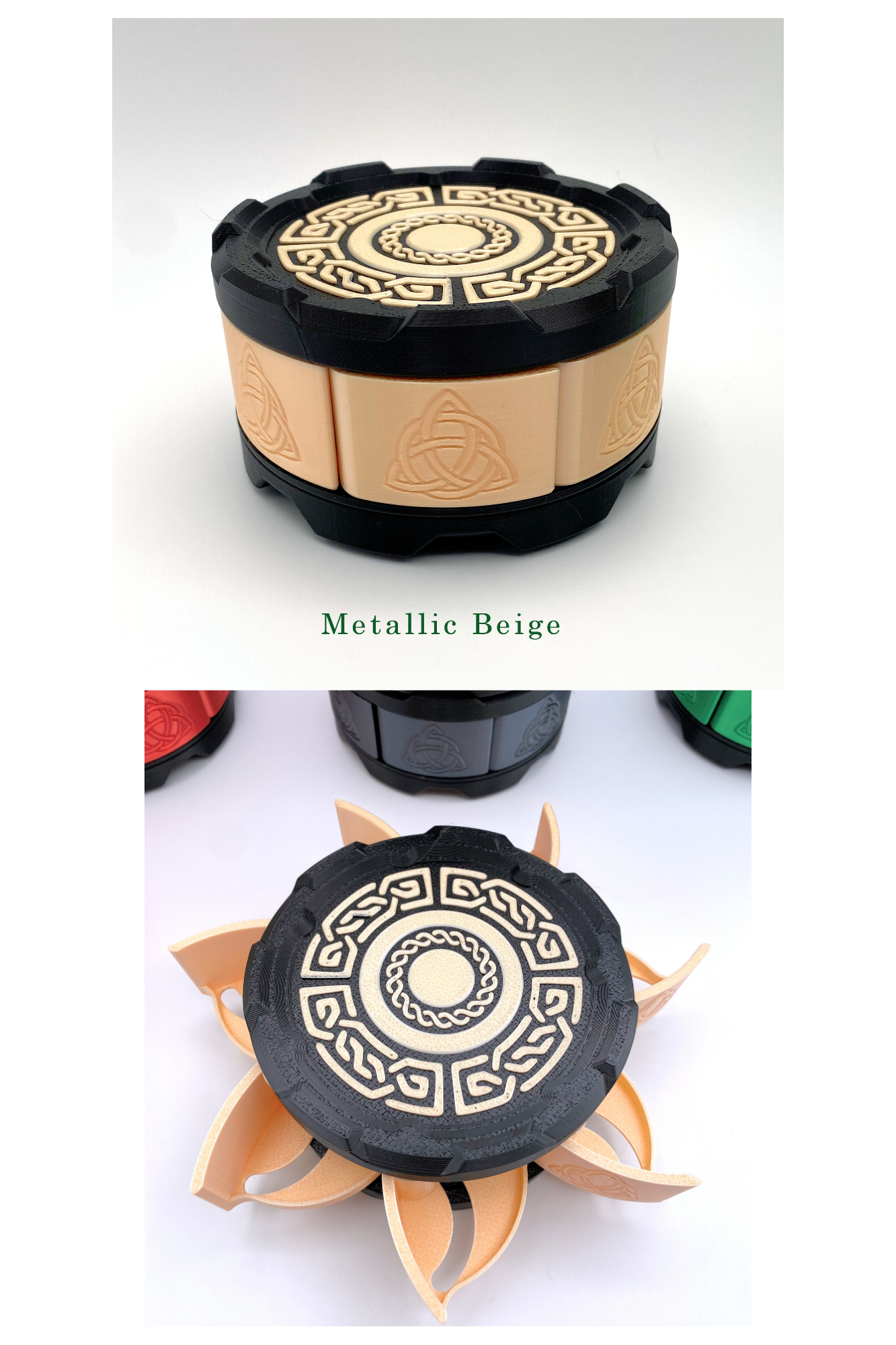 Celtic Stackable Dice Set Box: 7-Dice Holder in Metallic Colors