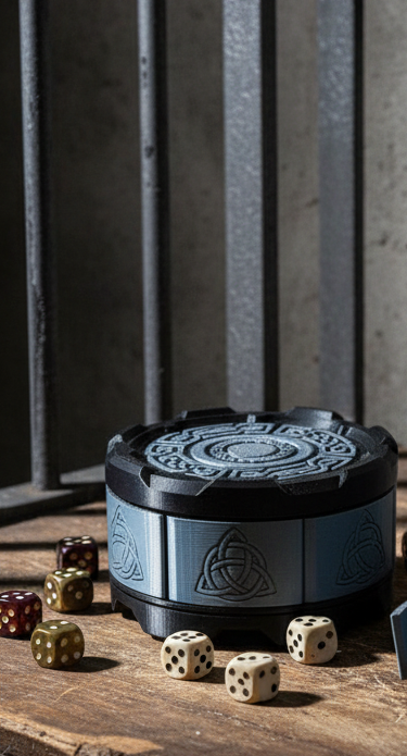 Celtic Stackable Mechanical 7-Door Dice Box | 3D Printed D&D Vault