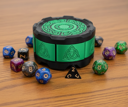 Celtic Stackable Mechanical 7-Door Dice Box | 3D Printed D&D Vault