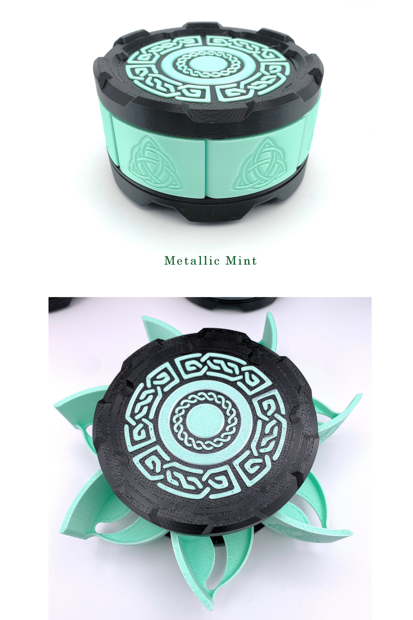 Celtic Stackable Dice Set Box: 7-Dice Holder in Metallic Colors