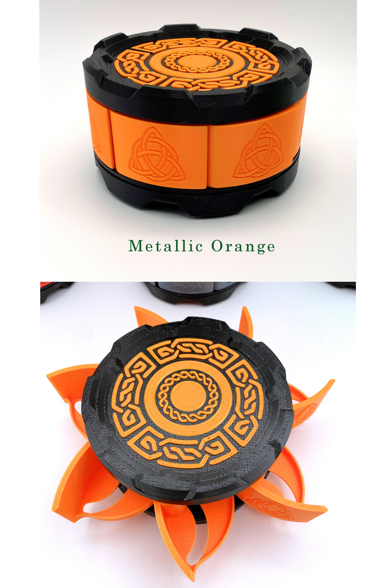 Celtic Stackable Dice Set Box: 7-Dice Holder in Metallic Colors