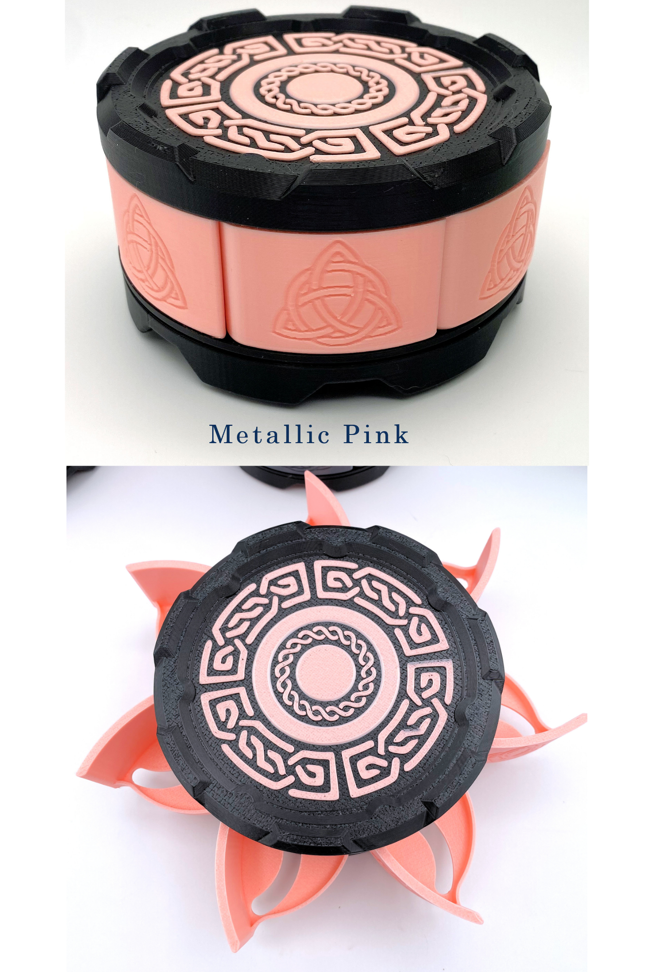 Celtic Stackable Dice Set Box: 7-Dice Holder in Metallic Colors