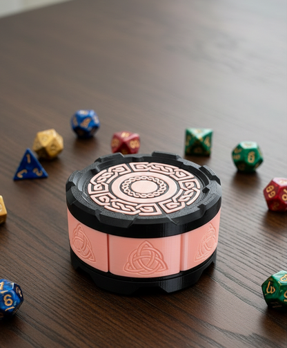Celtic Stackable Mechanical 7-Door Dice Box | 3D Printed D&D Vault