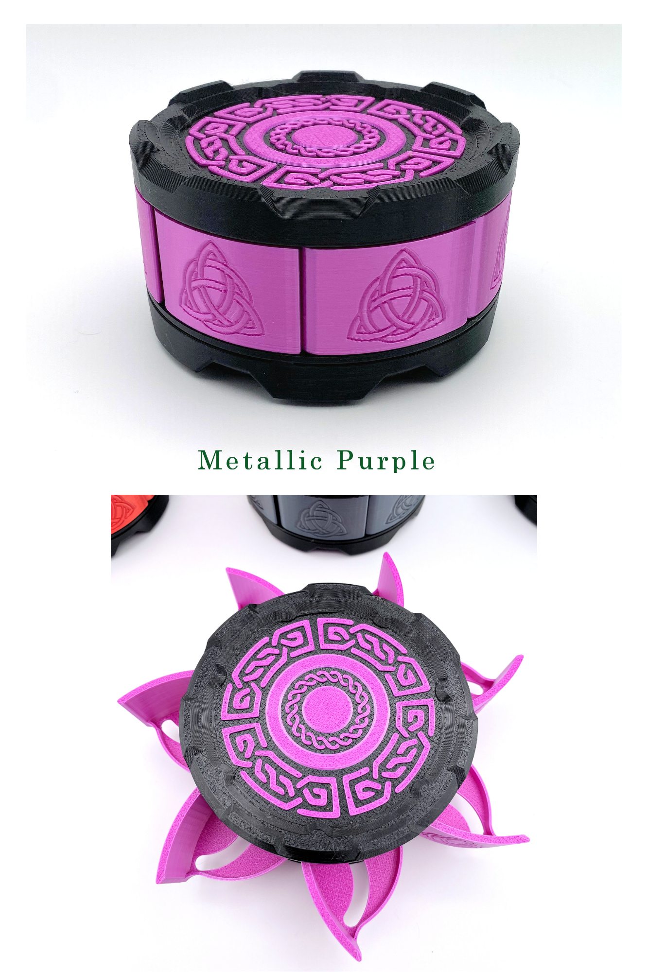 Celtic Stackable Dice Set Box: 7-Dice Holder in Metallic Colors