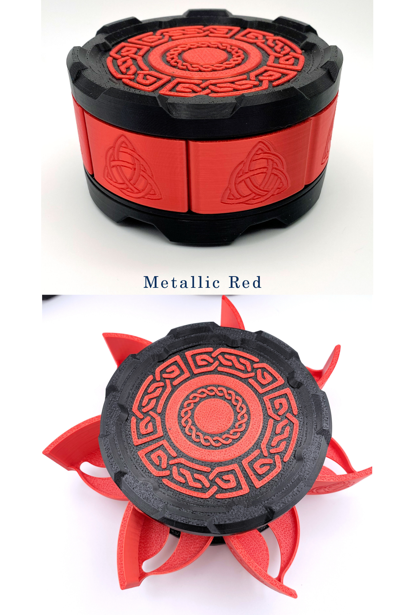 Celtic Stackable Dice Set Box: 7-Dice Holder in Metallic Colors