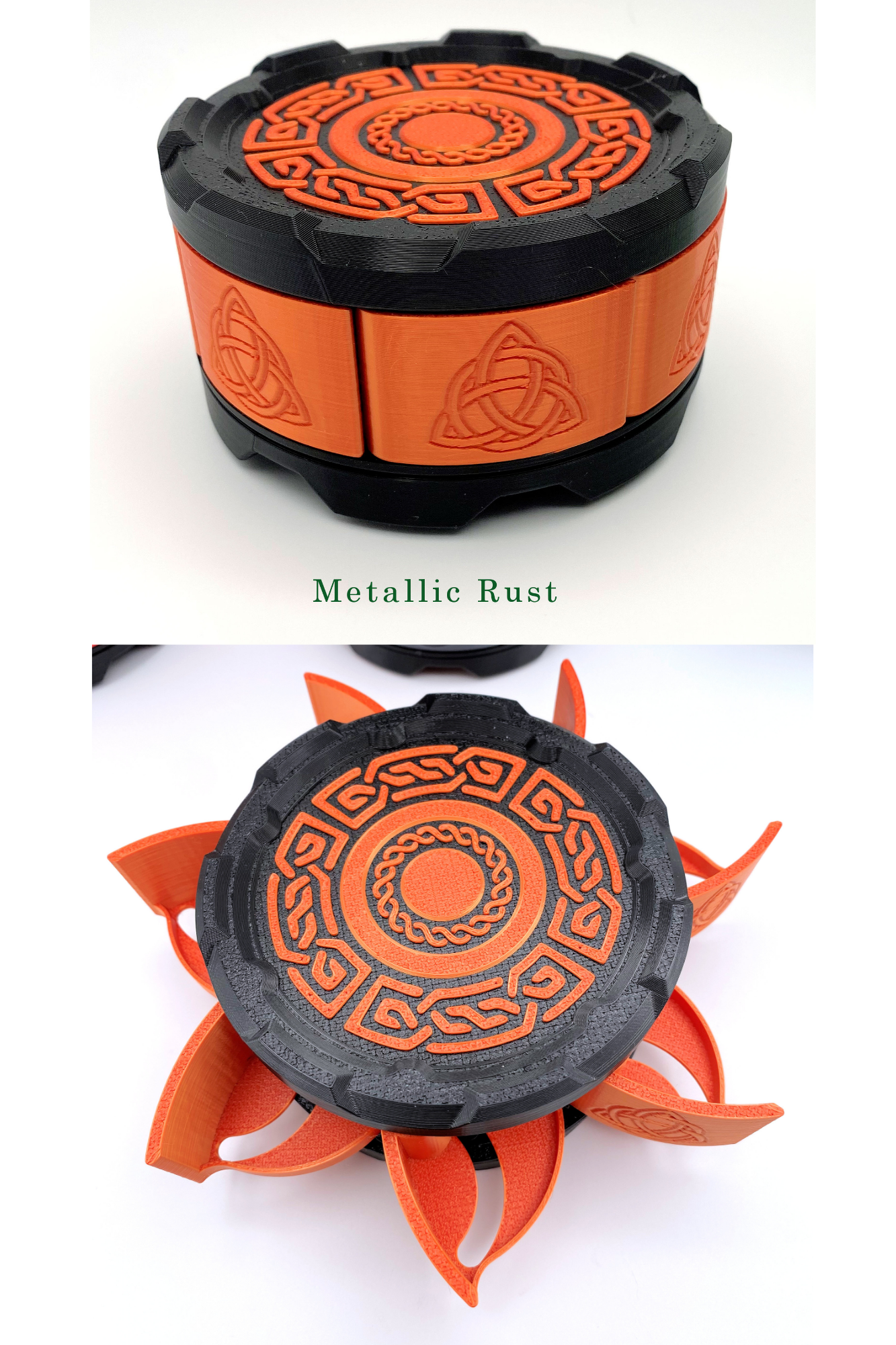 Celtic Stackable Dice Set Box: 7-Dice Holder in Metallic Colors