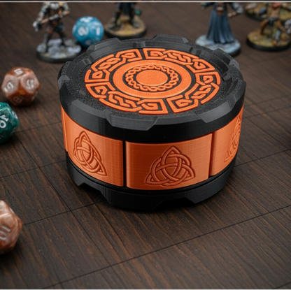 Celtic Stackable Mechanical 7-Door Dice Box | 3D Printed D&D Vault
