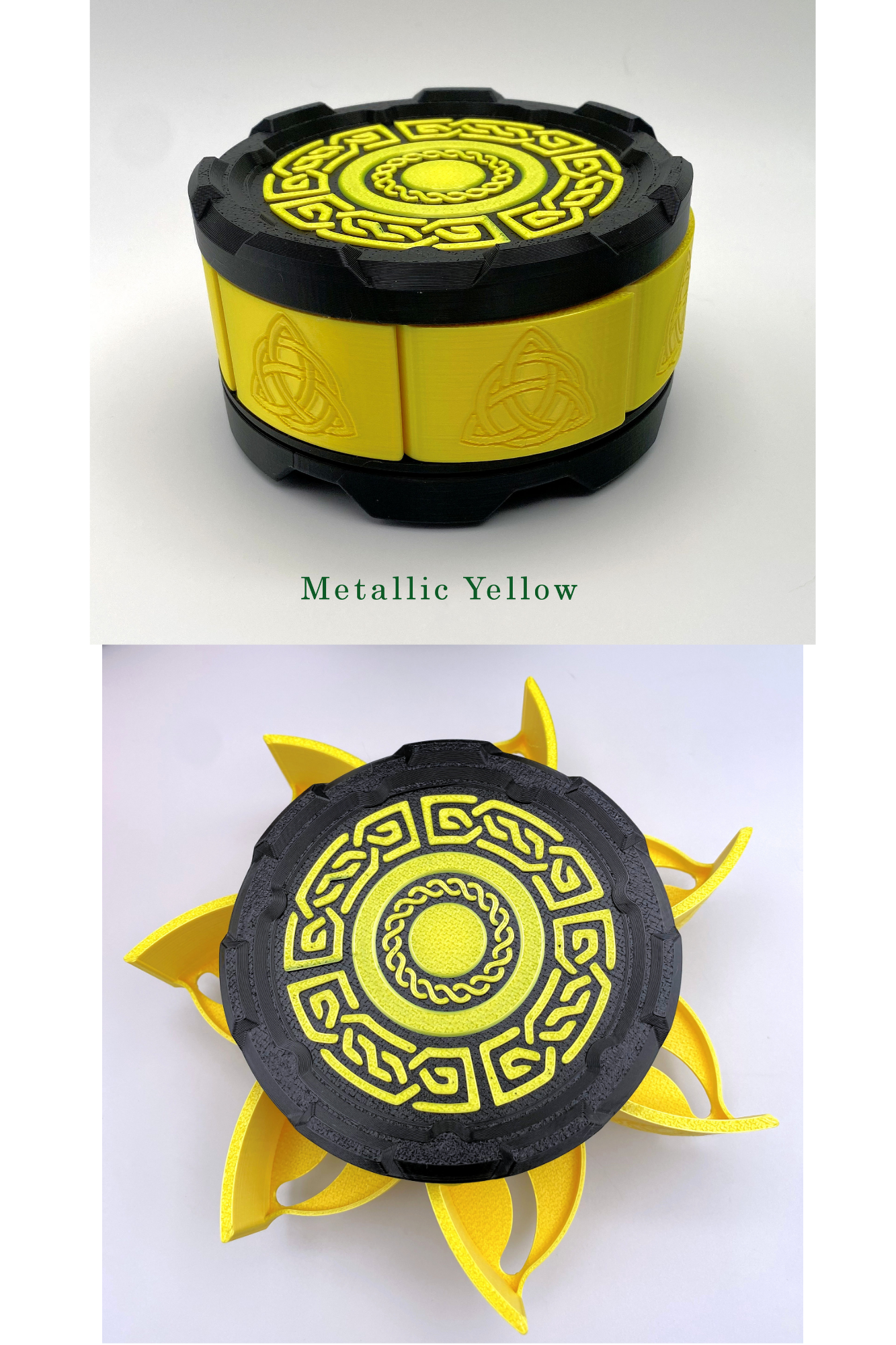 Celtic Stackable Dice Set Box: 7-Dice Holder in Metallic Colors