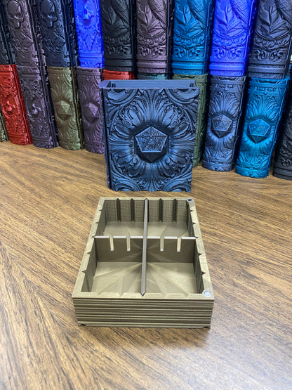 D20 Critical Success Reforged Tome DnD Dice Storage Tray | 3D Printed Book Box