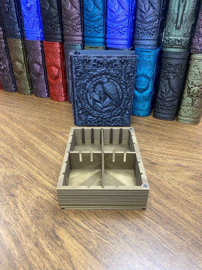 Raven Nevermore Reforged Tome DnD Dice Storage Tray | 3D Printed Book Box