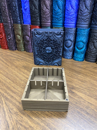Monk Reforged Tome DnD Dice Storage Tray | 3D Printed Book Box