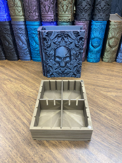 Death Magic Reforged Tome DnD Dice Storage Tray | 3D Printed Book Box