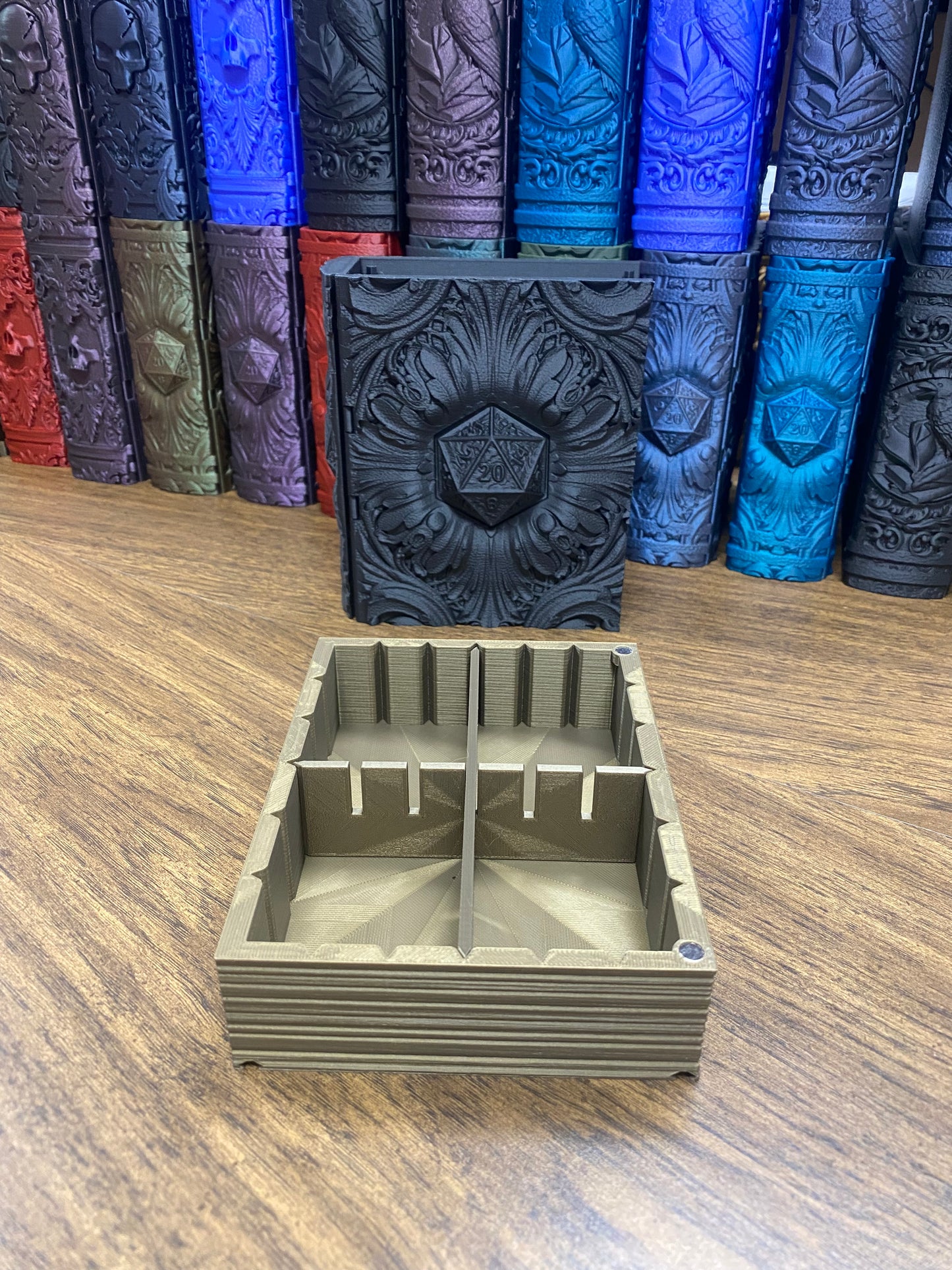 D20 Critical Success Reforged Tome DnD Dice Storage Tray | 3D Printed Book Box