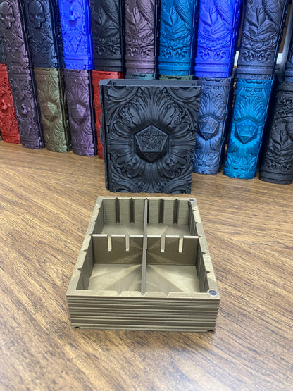 D20 Critical Success Reforged Tome DnD Dice Storage Tray | 3D Printed Book Box