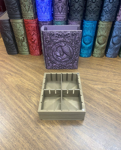 Raven Nevermore Reforged Tome DnD Dice Storage Tray | 3D Printed Book Box