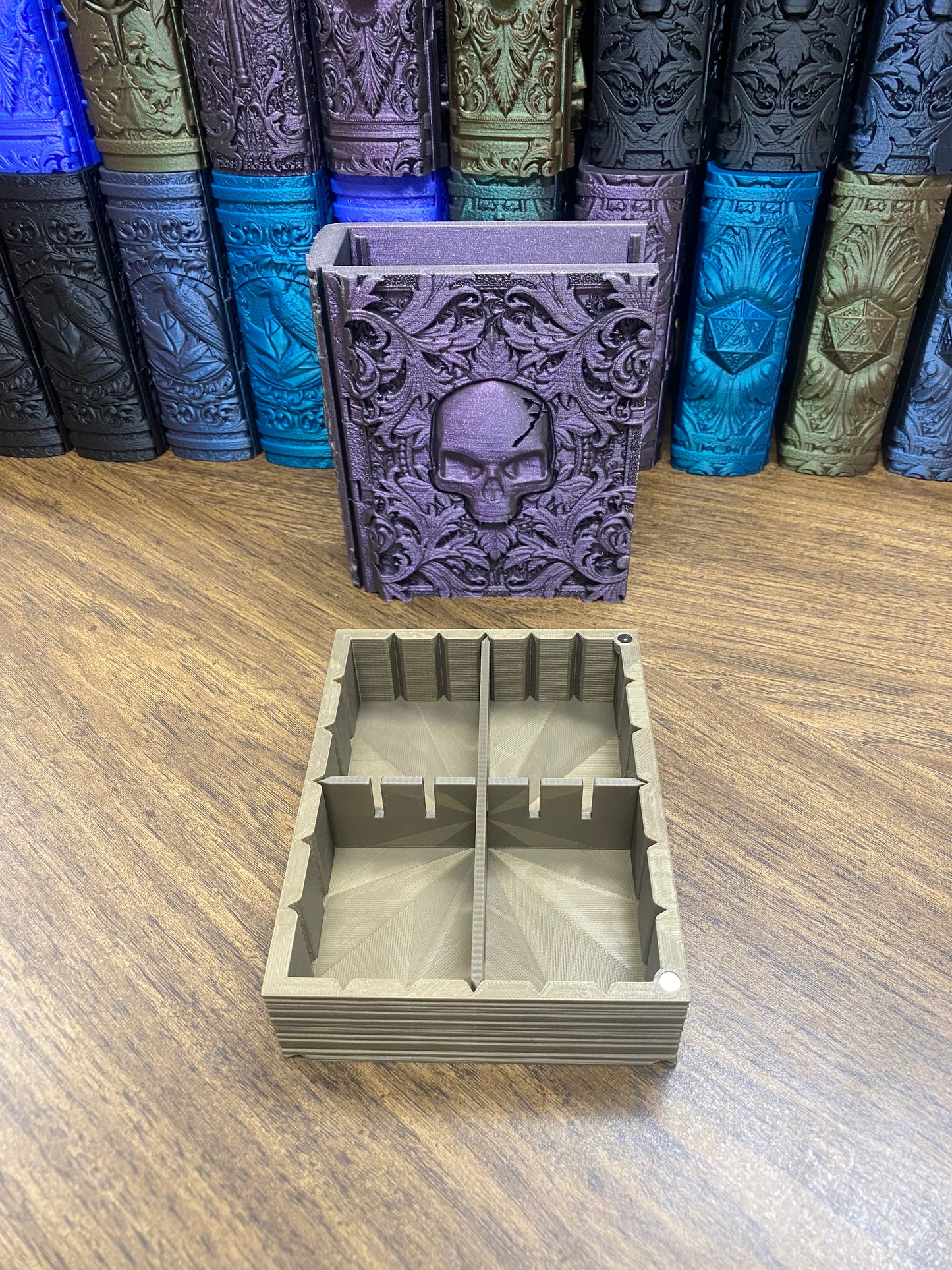 Death Magic Reforged Tome DnD Dice Storage Tray | 3D Printed Book Box