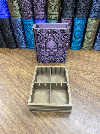Death Magic Reforged Tome DnD Dice Storage Tray | 3D Printed Book Box