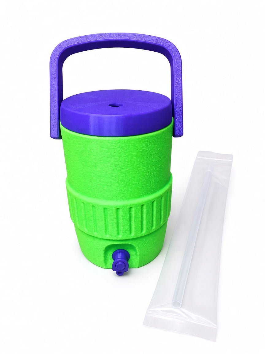 Mini Cooler Can Holder fits standard 12 ounce soda can, includes Reusable Straw