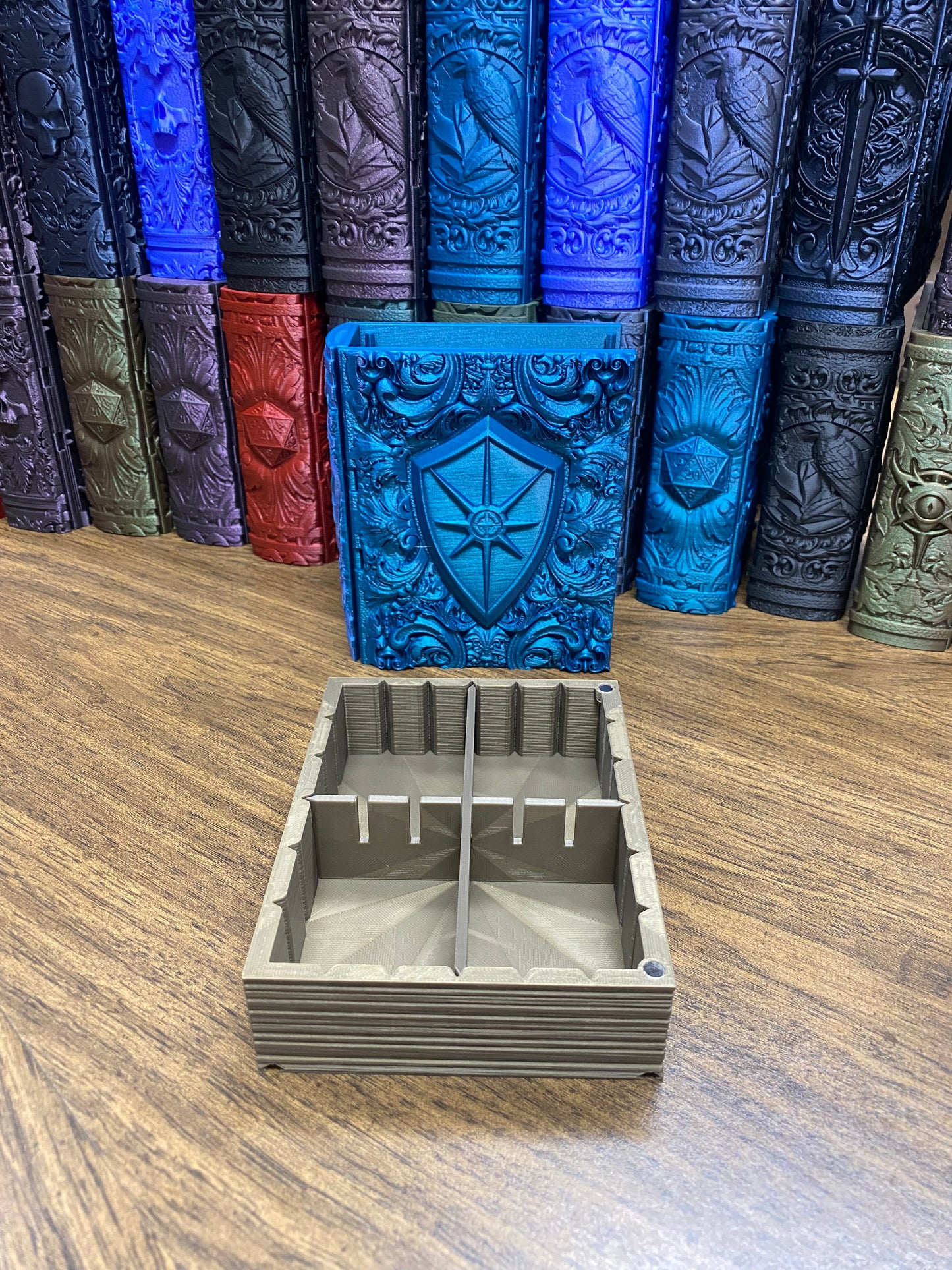 Paladin Reforged Tome DnD Dice Storage Tray | 3D Printed Book Box