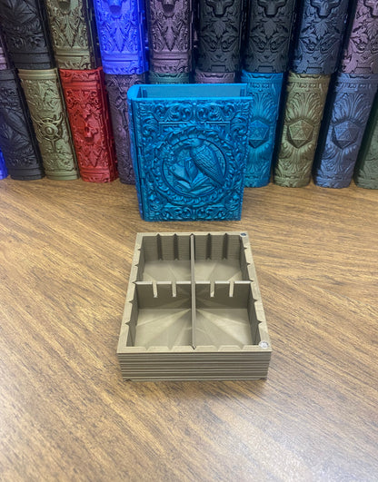 Raven Nevermore Reforged Tome DnD Dice Storage Tray | 3D Printed Book Box