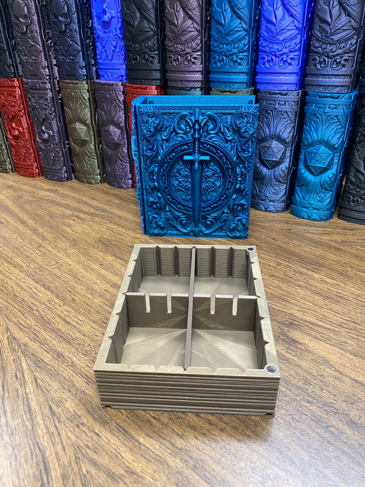 Fighter Reforged Tome DnD Dice Storage Tray | 3D Printed Book Box