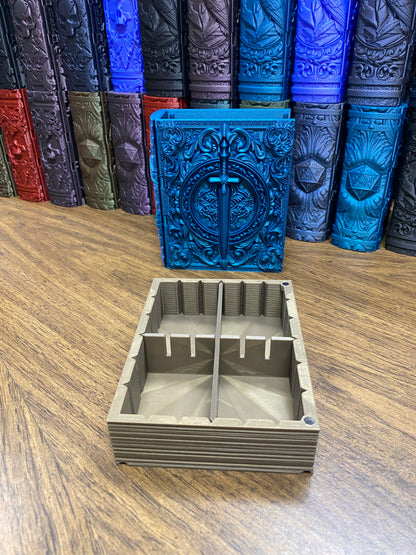 Fighter Reforged Tome DnD Dice Storage Tray | 3D Printed Book Box