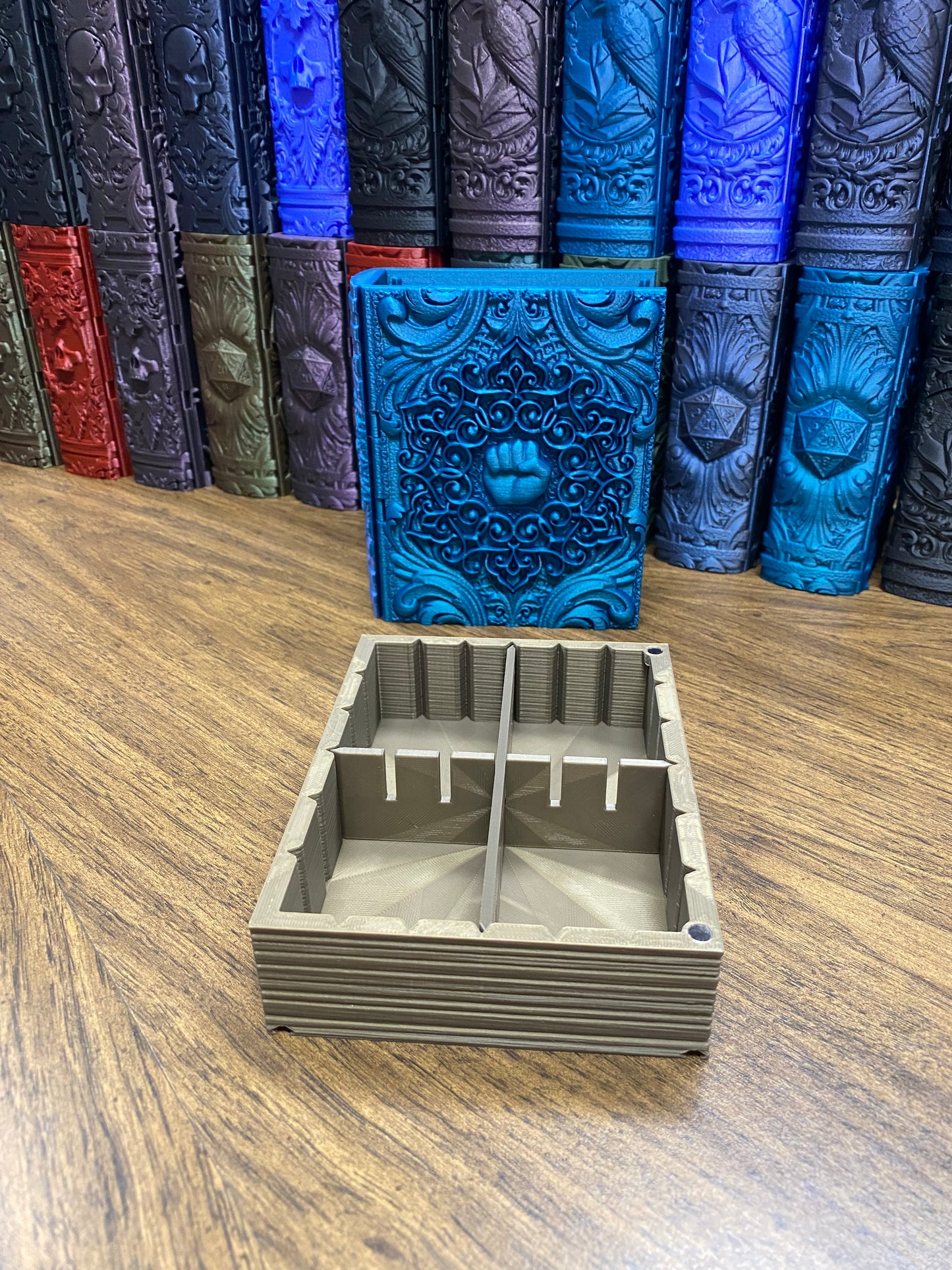 Monk Reforged Tome DnD Dice Storage Tray | 3D Printed Book Box