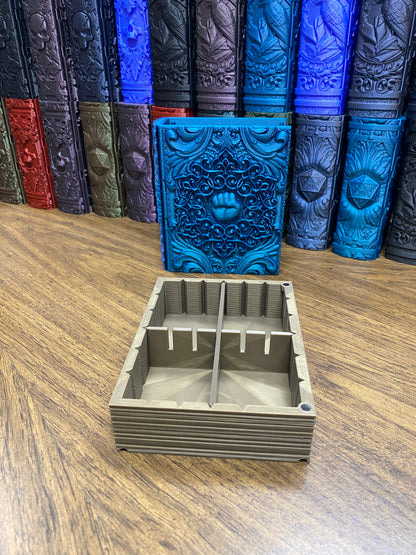 Monk Reforged Tome DnD Dice Storage Tray | 3D Printed Book Box