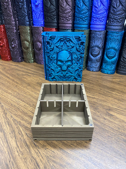 Death Magic Reforged Tome DnD Dice Storage Tray | 3D Printed Book Box