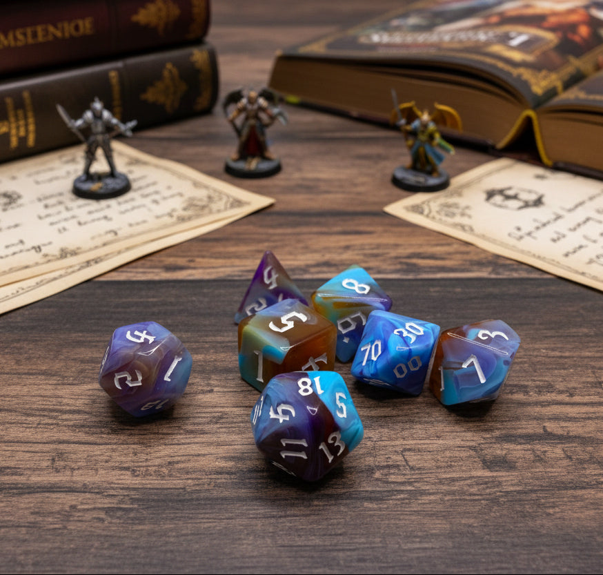 7 Piece Acrylic Polyhedral Dice Set – Hand-Painted RPG D&D Dice for Dungeons & Dragons, Pathfinder