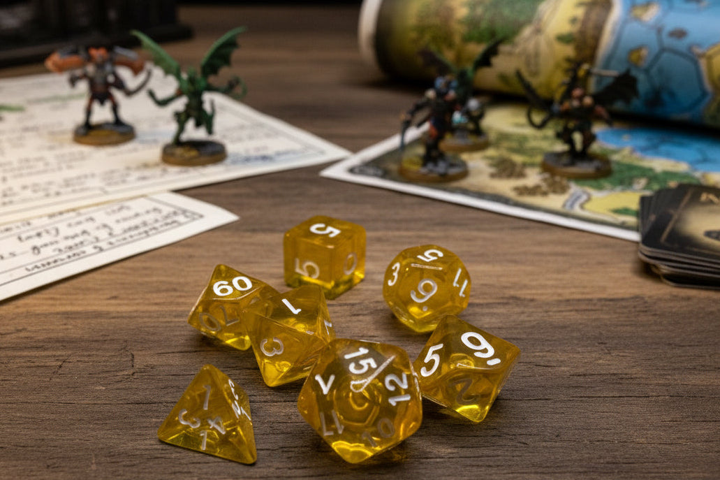 7 Piece Acrylic Polyhedral Dice Set – Hand-Painted RPG D&D Dice for Dungeons & Dragons, Pathfinder