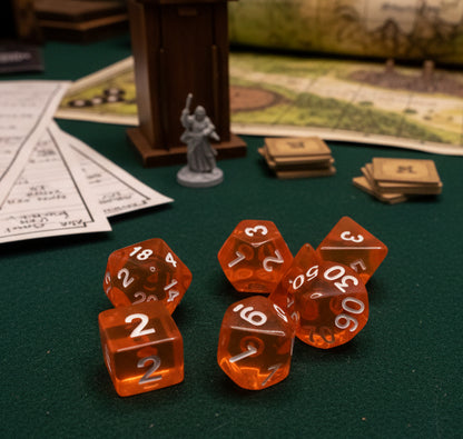 Acrylic Polyhedral Dice 7-Piece Set | D&D RPG Dice