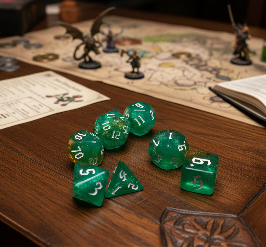 7 Piece Acrylic Polyhedral Dice Set – Hand-Painted RPG D&D Dice for Dungeons & Dragons, Pathfinder